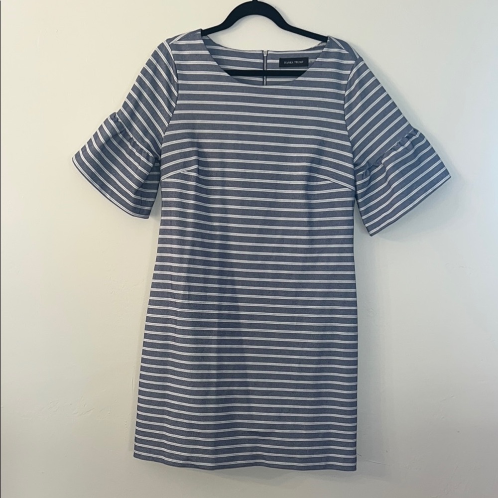 Ivanka Trump Women's Light Blue and White Striped Dress 12